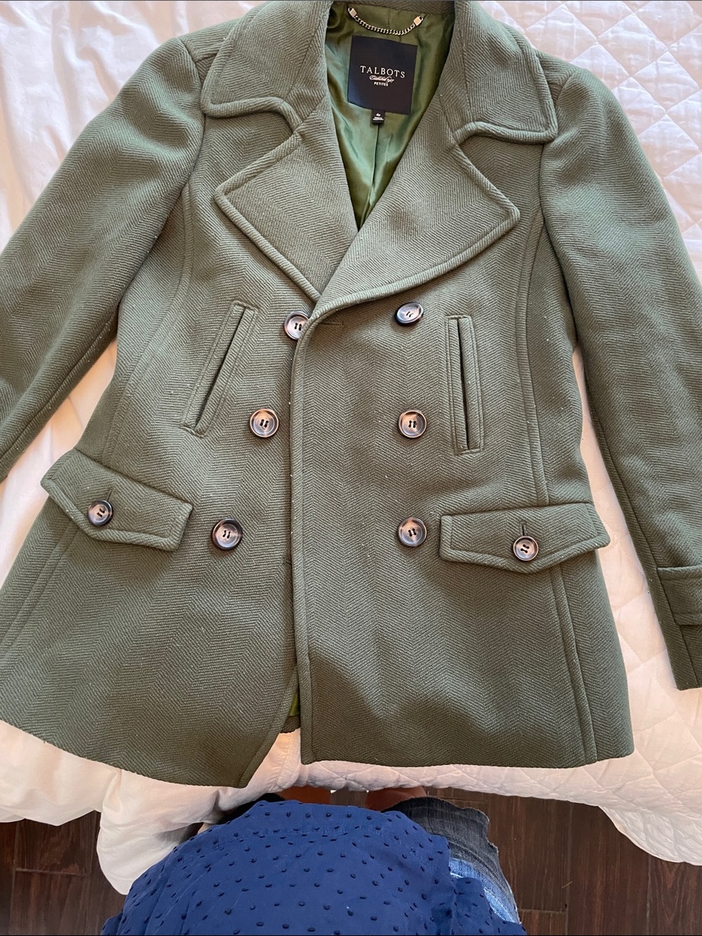 Talbots Olive-Style Double-Breasted Peacoat